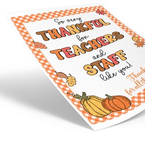 Thanksgiving Teacher Appreciation Sign so Very Thankful for Teachers ...