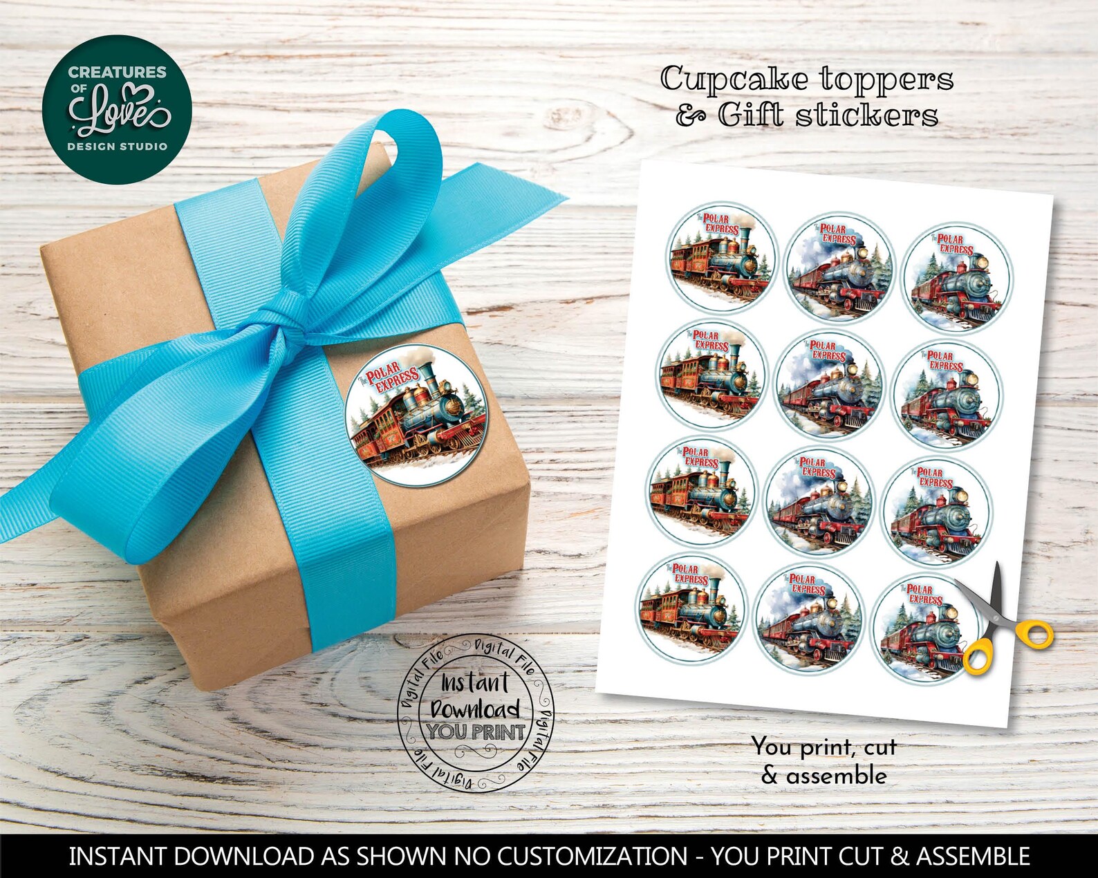 Polar Express Cupcake Toppers North Pole Train Cupcake Toppers Train ...