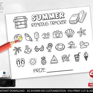 Summer Reading Tracker Summer Reading Chart Kids Summer Reading Log Printable Summer Reading Log Reading Challenge Book Log Printable SCH