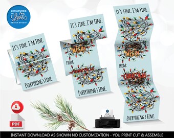 Christmas Gift Tags Christmas Kids Cards Holidays Favor Tags Merry Christmas Fun Cards Download Printable I'm Fine Christmas Lights Tag CH