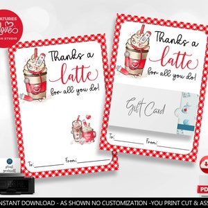 Nurse Appreciation Gift Card Holder Healthcare Staff Thanks a Latte for all you do Coffee Card Holder Printable Digital Download NRS GCH