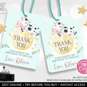 Editable Nursery Rhymes Favor Tags Mother Goose Gift Tags Storybook Birthday Thank you Tags Baby Shower Party Decor Printable Template MGNR