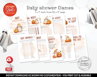 Halloween Baby Shower Games Bundle Little Boo Ghost Baby Activity Games Pack Storybook Baby Shower Party Game Printable Digital Download LB1