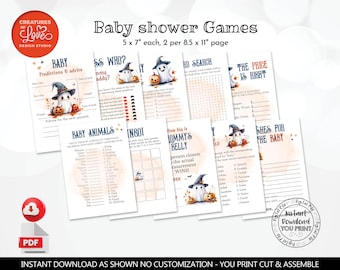 Halloween Baby Shower Games Bundle Little Boo Ghost Baby Activity Games Pack Storybook Baby Shower Party Game Printable Digital Download LB2