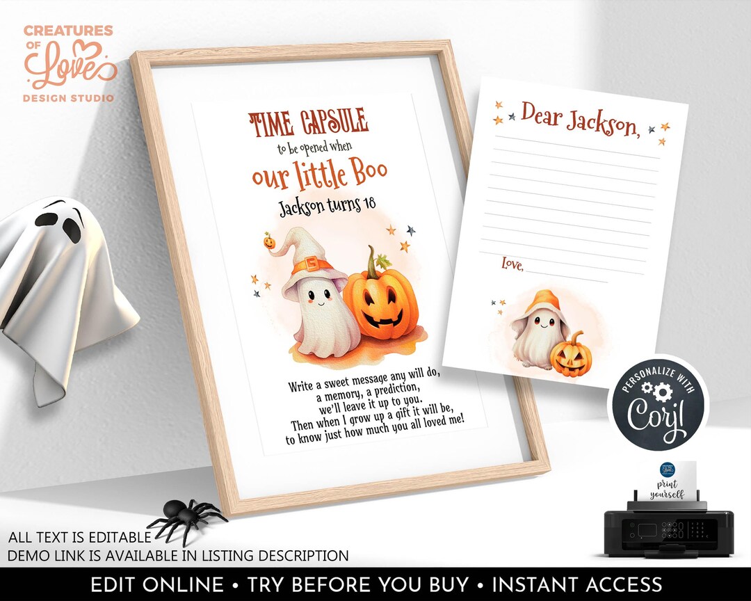 Editable Ghost Time Capsule Template Halloween Time Capsule Little Boo ...