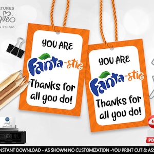 Teacher Appreciation Gift Tag You are Fantastic Tag Thank you Employee Staff Boss School Volunteer Coworker Nurse Friend Soda Gift Tag SA