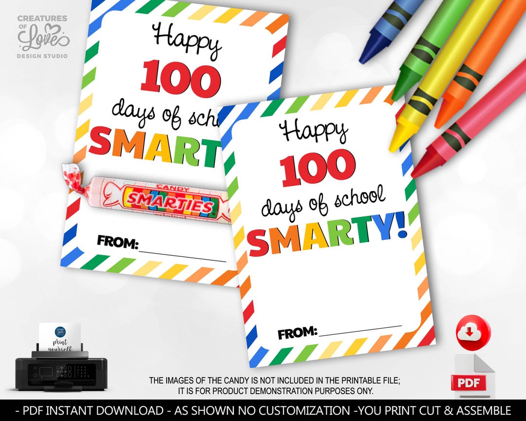 Happy 100 Days of School Tags 100th Day of School Treat Tags Teacher ...