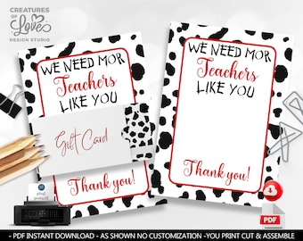 Appreciation Gift Card Holder Teacher School Staff We Need More Teachers Like You Gift Card Holder Printable Digital Download GCH SA