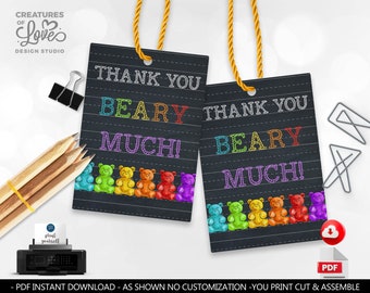 Thank you BEARY much Tag Teacher Appreciation Gummy Bear Gift Tag Employee Staff Boss Student School PTA Volunteer Nurse Favor Tag SA