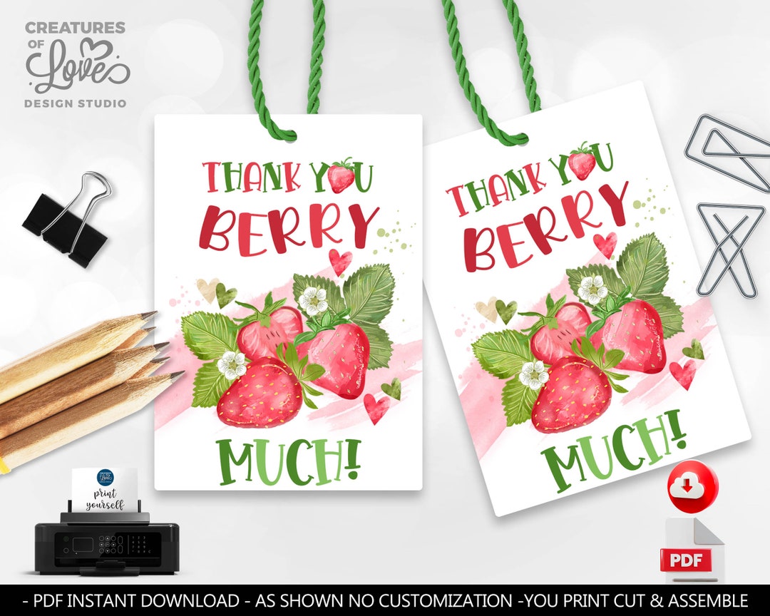 Teacher Appreciation Tags Thank You Berry Much Gift Tag Employee Staff ...