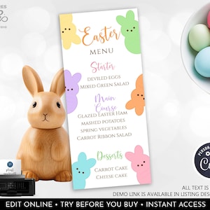 Editable Easter Menu Easter Brunch Menu Easter Party Menu Card Party with my Peeps Menu Easter Table Decor Template Digital Printable EST