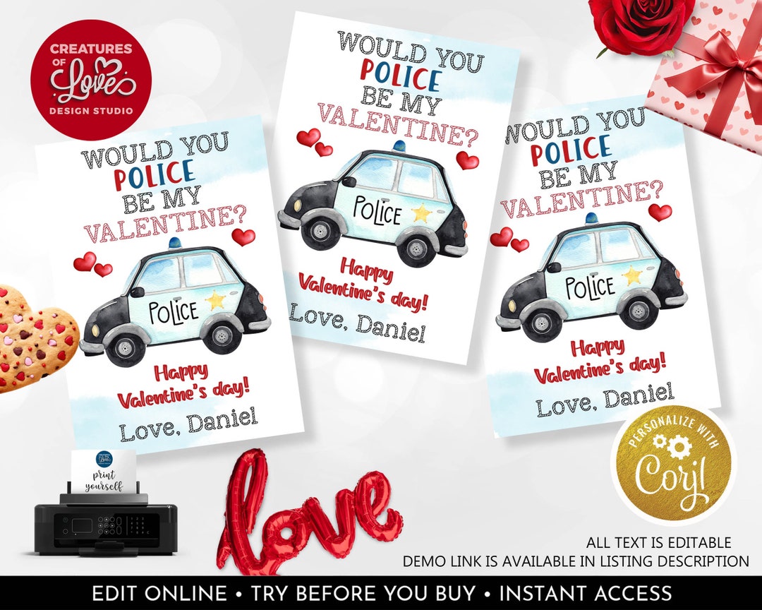 Police Valentine's Day Cards Would You Police Be My Valentine School ...