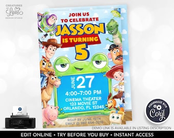 Toy Story 5 Invitation Editable Toy Story Birthday Party Invitation Toy Story Baby Shower Invite  Digital Instant Download Corjl Template TS