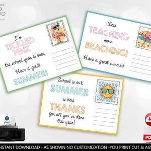 Printable Summer Gift Tags Last Day of School Favor Tags End of School Year Thank you Teacher Summer Break Treat Tags Digital Download SMM