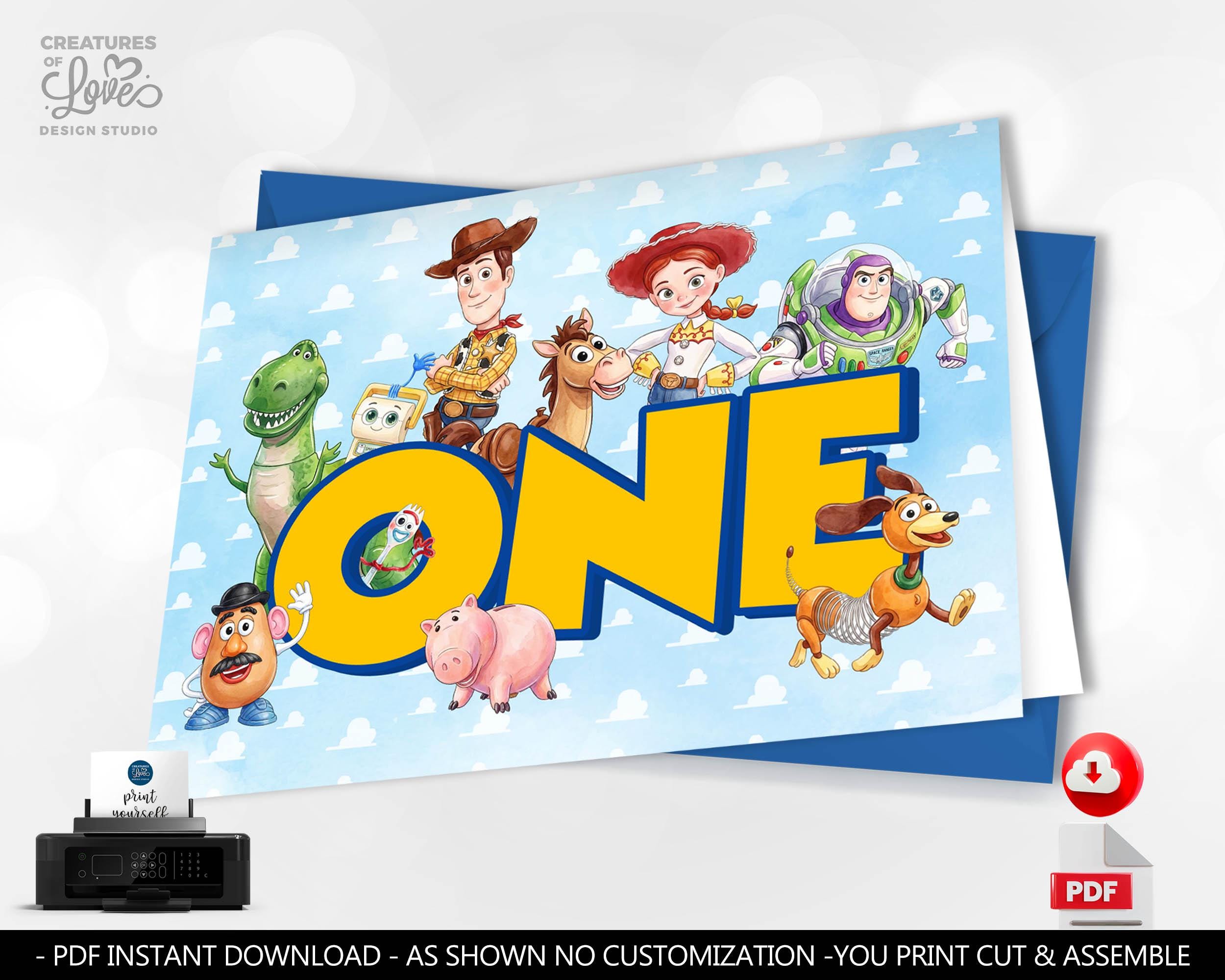 Toy Story First Birthday Card ONE Toy Story Card Toy Story Gift Card Buzz Lightyear Woody Jessie Printable Digital Instant Download Card TS