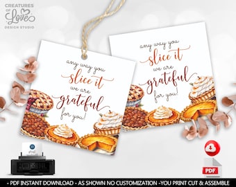 Thanksgiving Pie Gift Tag Anyway you Slice it we are Greatful for you School PTA Volunteer Staff Teacher Appreciation Pumpkin Pie Tag THG