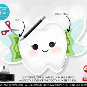 Tooth Fairy Money Holder Cutout Tooth Fairy Bill Holder Tooth Fairy Letter Lost Tooth Receipt Digital File Instant Download Template TF
