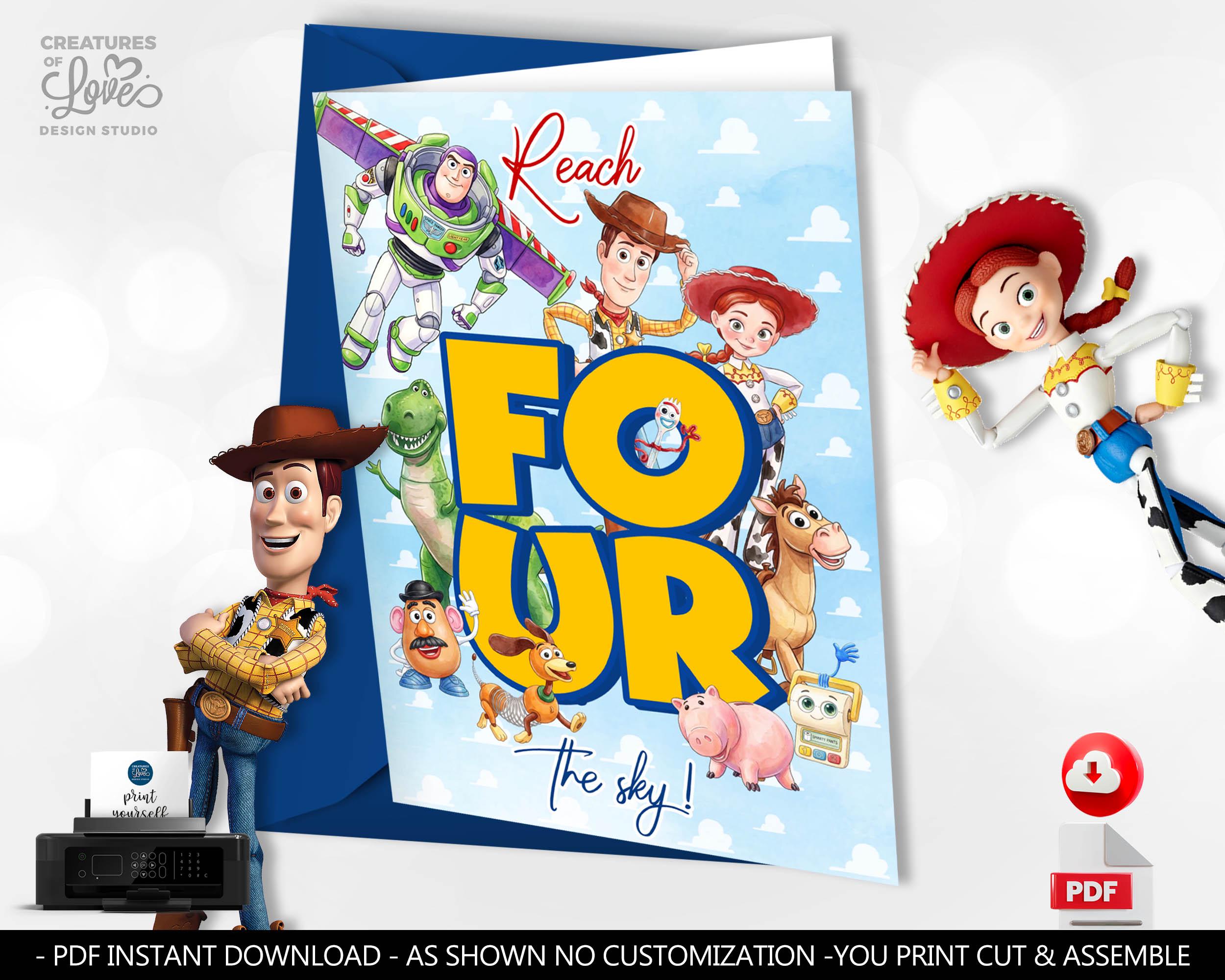 Toy Story 4th Birthday Card FOUR Toy Story Card Toy Story Gift Card Buzz Lightyear Woody Jessie Printable Digital Instant Download Card TS