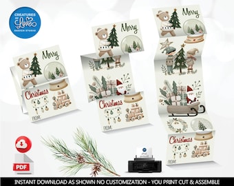 Christmas Gift Tags Christmas Kids Cards Holidays Favor Tags Christmas Fun Cards Instant Download Printable Merry Christmas Santa Tags CH