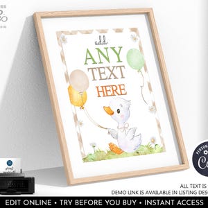 One Silly Goose Birthday Sign Editable Goose Table Decor Neutral Boy Goose First Birthday Party Custom Printable Digital Download 8x10 OSG