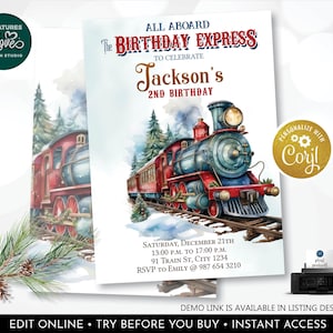 Polar Express Birthday Party Invitation Editable Christmas Train Party Invite North Pole Train Party Invite Template Digital Download NPE