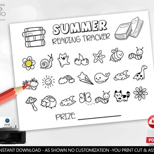 Summer Reading Tracker Summer Reading Chart Kids Summer Reading Log Printable Summer Reading Log Reading Challenge Book Log Printable SCH