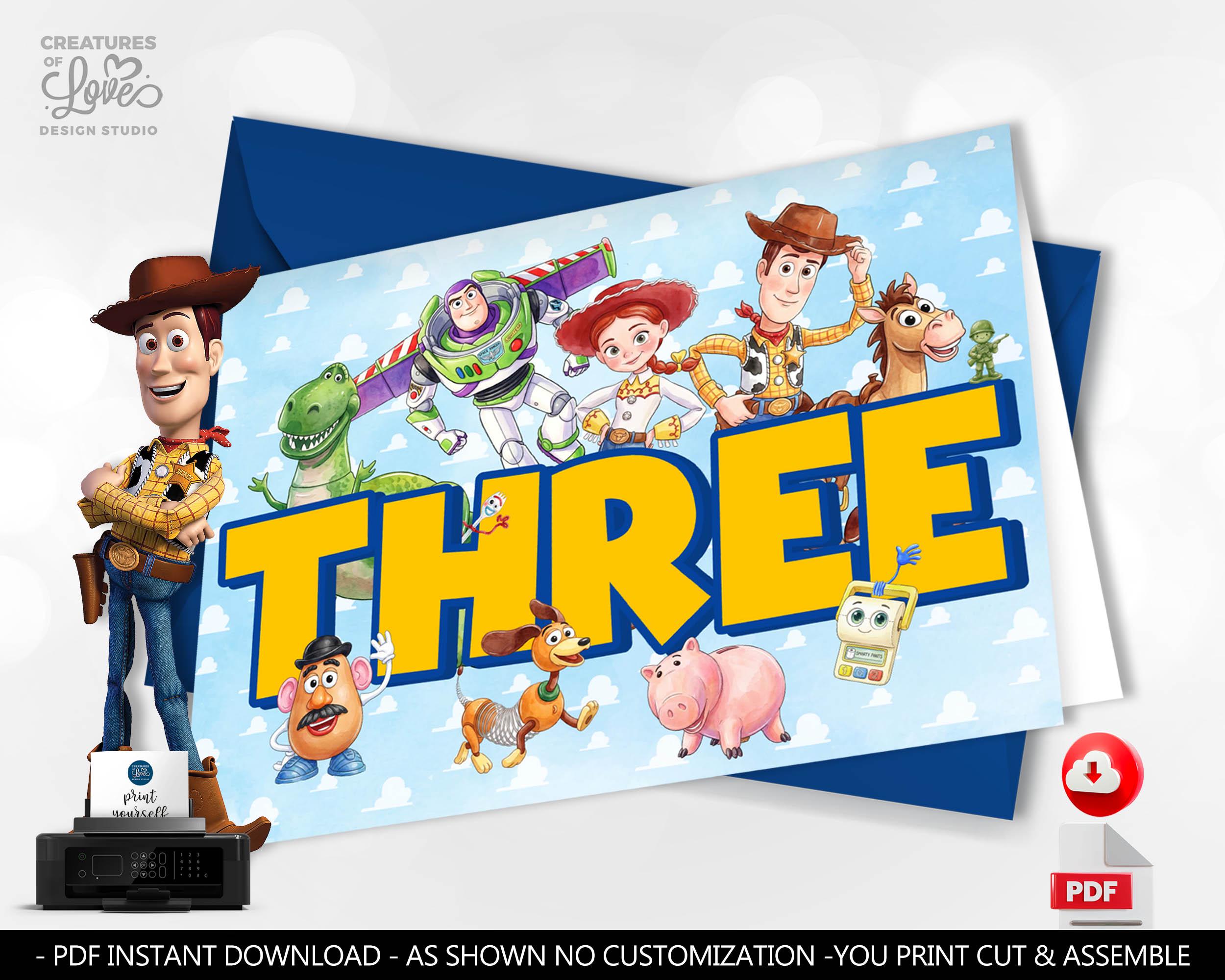 Toy Story Birthday Card THREE Toy Story Card Toy Story Gift Card Buzz Lightyear Woody Jessie Printable Digital Instant Download Card TS