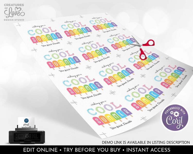 Editable Cool Summer Tag Last Day of School Tag End Year Gift Tags ...