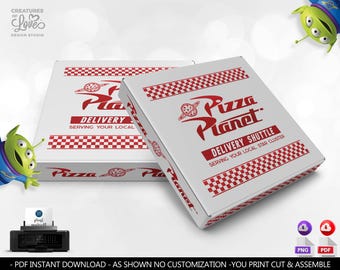 Toy Story Pizza Planet Pizza Box Labels Toy Story Birthday Party Table Decorations Toy Story Pizza Planet Logo Digital Download Printable TS