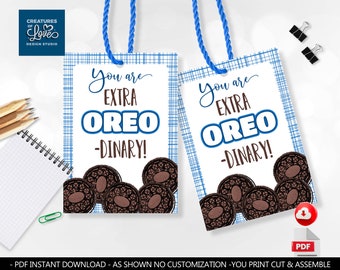 You are ExtraOREODinary Teacher Appreciation Gift Tag Employee Staff Boss Student School PTA Volunteer Extra-ordinary Cookie Favor Tag SA