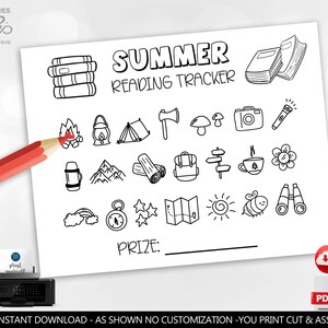 Summer Reading Tracker Summer Reading Chart Kids Summer Reading Log Printable Summer Reading Log Reading Challenge Book Log Printable SCH