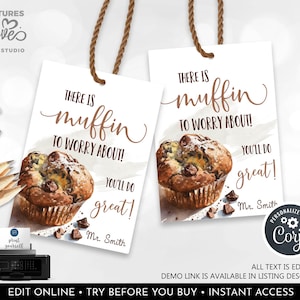 Editable Testing Day Muffin Tag Good Luck Student Test Day School Final Exams Sweet Treat Snack Testing Day Favor Tag Printable Download GLT