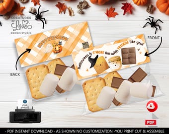 Halloween S'mores Treat Bag Topper S'more Fun With Friends Like You Halloween Class Treat Tags S'mores Favor Instant Download Printable HLW