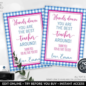 EDITABLE Hands Down You're the Best Around Soap Tags Teacher Appreciation Week School Employee Staff Volunteer Coworker Nurse Printable SA