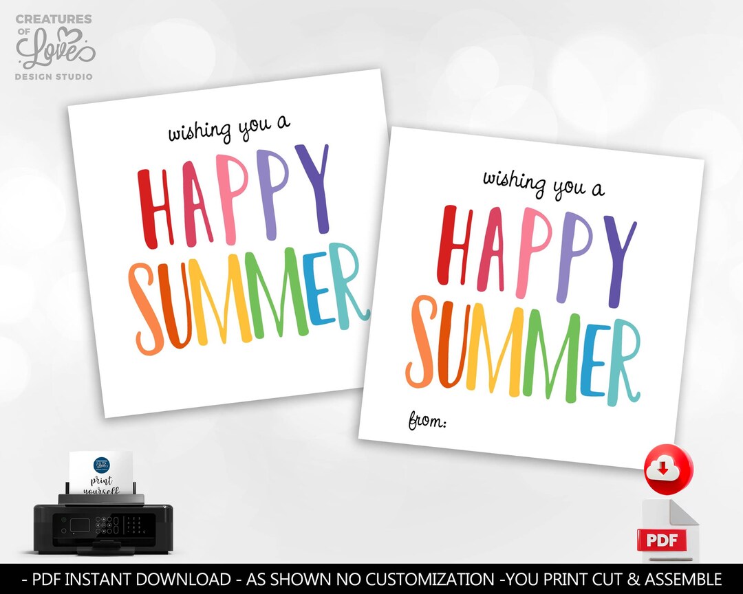 Wishing You a Happy Summer Gift Tag Last Day of School Tag Kids ...