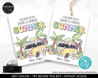 Editable Last Day of School Tags End of Year Friends Gift Tag Groovy Great Summer Party Favors Printable Label Template Digital Download SMM