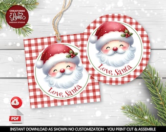Santa Gift Tag Santa Treat Tags Santa Christmas Candy Tag Santa Treat Labels Santa Claus Gift Bag Tag Printable Digital Instant Download CH