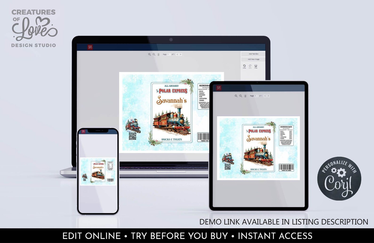 Polar Express Chip Bag Wrapper Editable North Pole Train Chip Bag ...