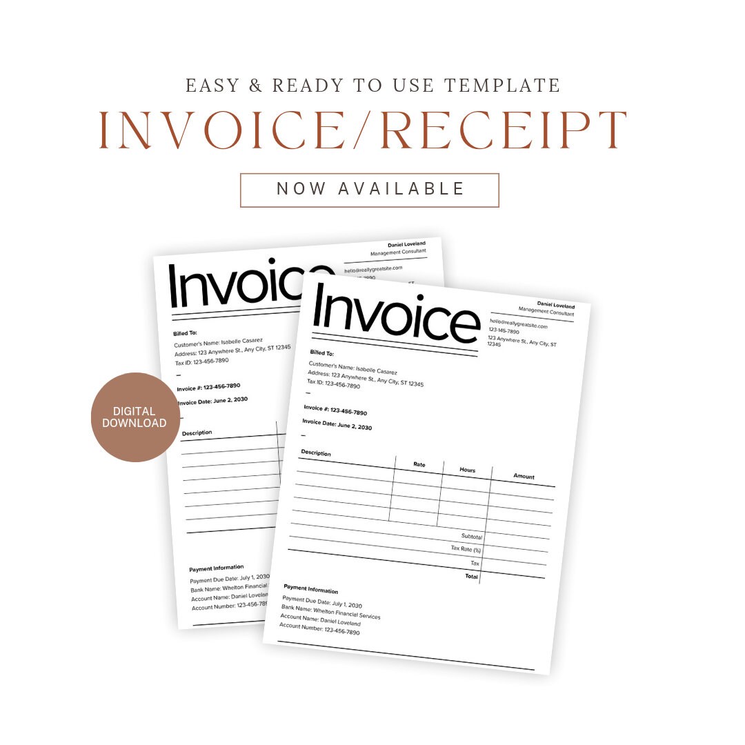 Invoice template 1 pdf google docs word business invoice etsy