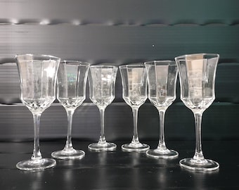 6 x Luminarc Arcoroc Octime/ Octogoon/ France/ octagonal/ Made in France/ Vintage 1970s wine glasses