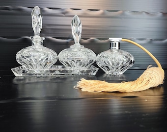 Nachtmann Classic Perfume Set or Toilet Set / Genuine Lead Crystal / Vintage 1950s / Made in Western Germany