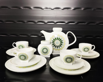 Vintage Melitta Budapest tea and coffee service in mid-century style/4 persons, 14 pieces.