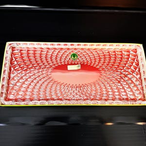 Plato rectangular para tartas/stollen/servidor original de Walther Glas, de cristal de plomo de alta calidad / Serie Diadem / Años 70