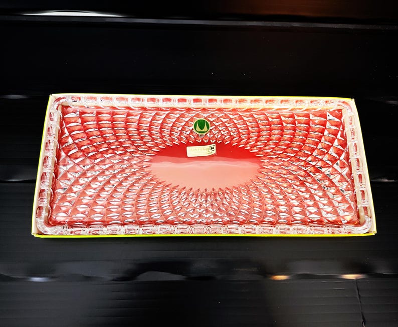 Original Walther Glas rectangular cake plate/stollen plate/serving plate made of high-quality lead crystal / Diadem series/1970s image 1