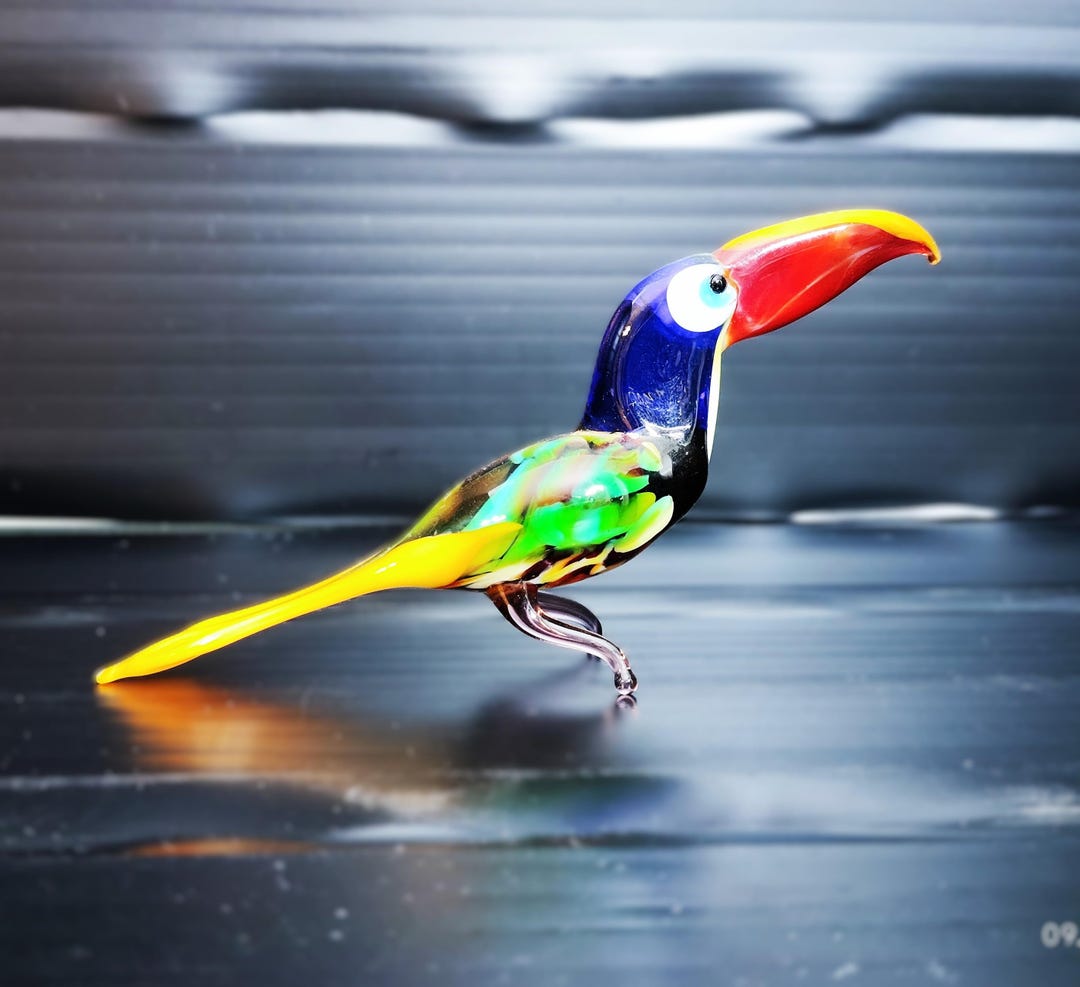 鳥　ガラス置物　グリーン　オニオオハシ？　muranoムラーノ　ベネチアングラス 鳥 ガラス置物 グリーン オニオオハシ？ muranoムラーノ ベネチアン