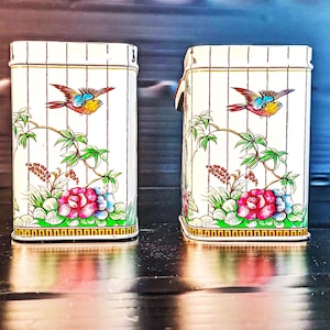 2 x tin cans “Springtime” Tea/tea tins/metal tin in shabby chic style
