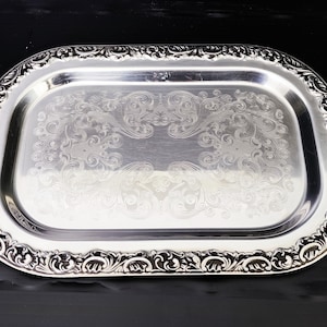 Set of 2 WMF trays/serving trays/Baroque stainless steel serving platters/vintage from the 1960s-70s