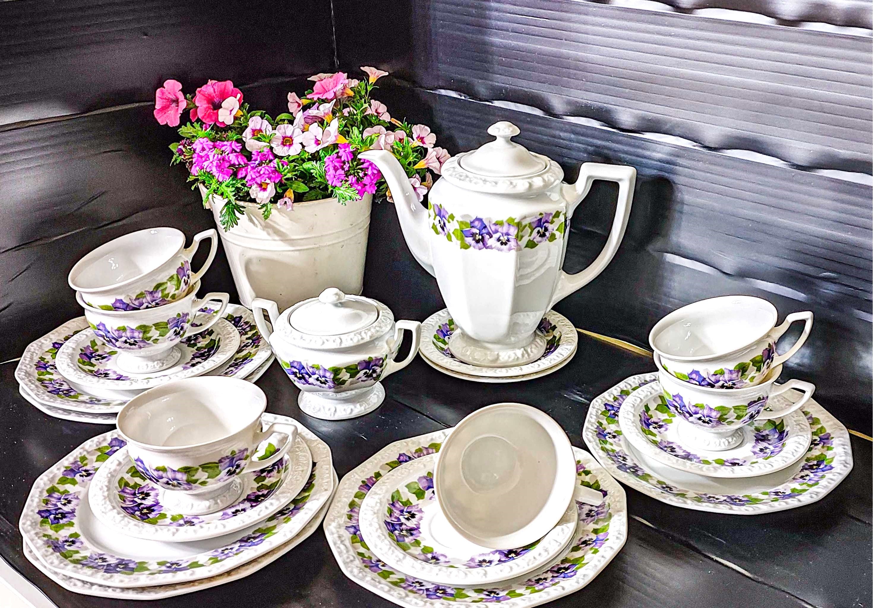 Kaffeeservice ROSENTHAL 20Tlg. Form Maria. Dekor Stiefmütterchen 1970-er Jahren. Edles 20 -teiliges Kaffeeservice für 6 Personen