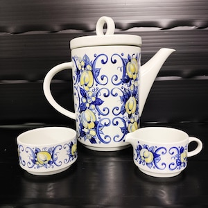 Cafetera Villeroy & Boch de la serie Cádiz, 3 piezas / Ignífuga / Fabricada en Luxemburgo / Vintage años 70