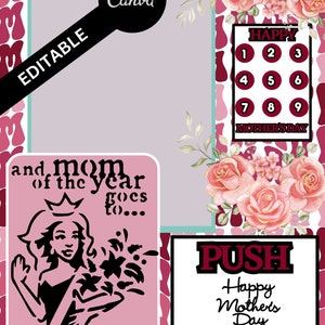 Mother’s Day Vending Machine Template, Pink MOM Template, DIY Vending Machine, Mom Vending, Canva Template, Vending Machine Template Bundle.